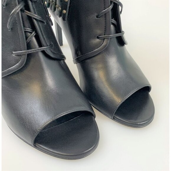 NIB Saint Laurent Paris open toe fringe booties Size 35.5 - Picture 6 of 11